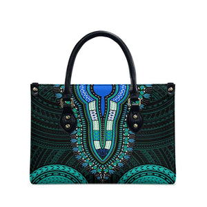 African Dashiki and Polynesian Pattern Leather Bag Teal