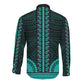 African Dashiki and Polynesian Pattern Long Sleeve Button Shirt Teal
