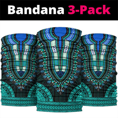 African Dashiki and Polynesian Pattern Neck Gaiter Teal LT9