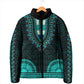 African Dashiki and Polynesian Pattern Padded Jacket Teal