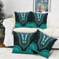 African Dashiki and Polynesian Pattern Pillow Cover Teal