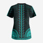 African Dashiki and Polynesian Pattern Scrub Top Teal
