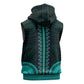 African Dashiki and Polynesian Pattern Sleeveless Hoodie Teal - African Pride