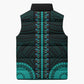 African Dashiki and Polynesian Pattern Sleeveless Puffer Jacket Teal