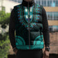 African Dashiki and Polynesian Pattern Sleeveless Puffer Jacket Teal