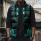African Dashiki and Polynesian Pattern Sleeveless Puffer Jacket Teal