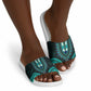 African Dashiki and Polynesian Pattern Slide Sandals Teal