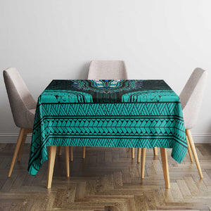 African Dashiki and Polynesian Pattern Tablecloth Teal