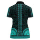 African Dashiki and Polynesian Pattern Women Polo Shirt Teal
