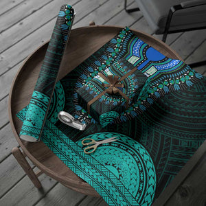 African Dashiki and Polynesian Pattern Wrapping Paper Teal - African Pride