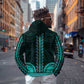 African Dashiki and Polynesian Pattern Zip Hoodie Teal