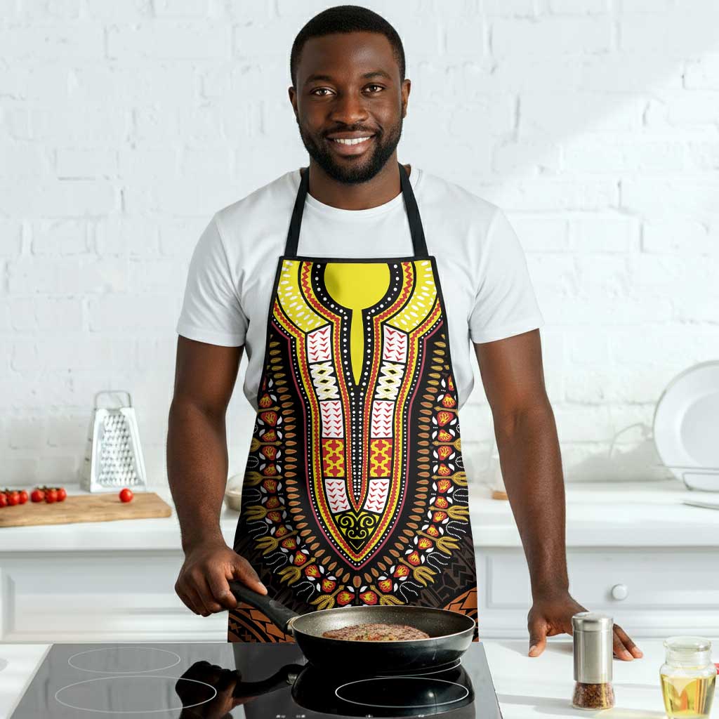 African Dashiki and Polynesian Pattern Apron Gold