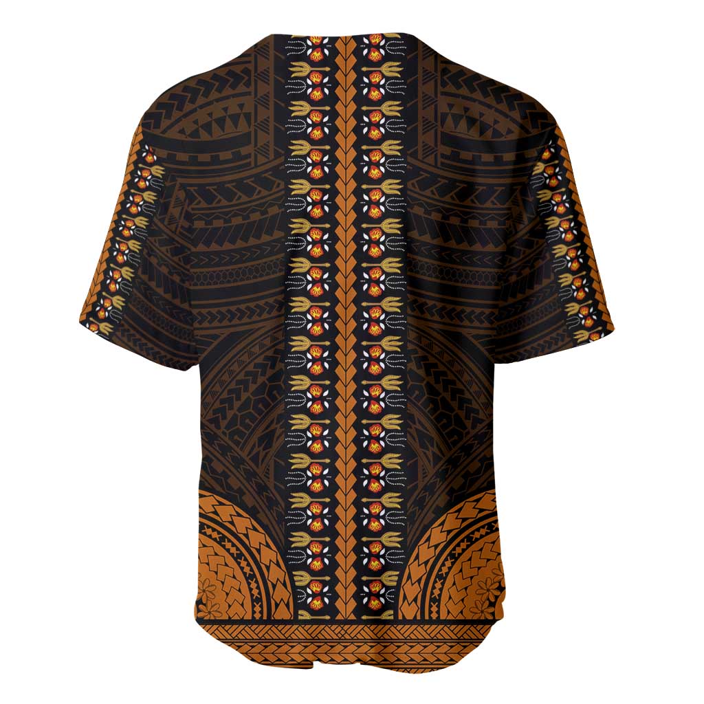 African Dashiki and Polynesian Pattern Baseball Jersey Gold