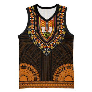 African Dashiki and Polynesian Pattern Basketball Jersey Gold - African Pride