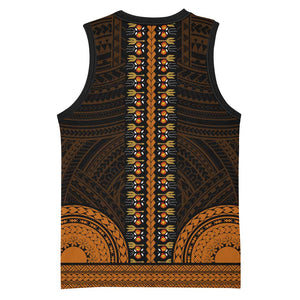 African Dashiki and Polynesian Pattern Basketball Jersey Gold - African Pride