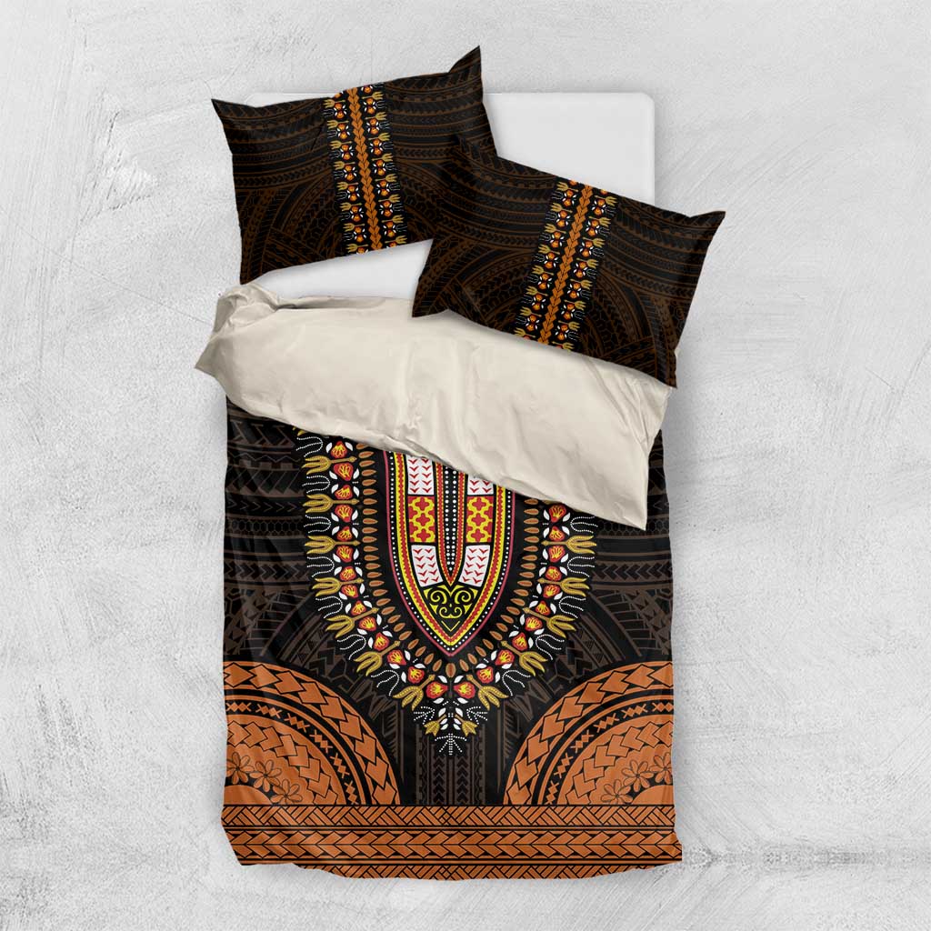 African Dashiki and Polynesian Pattern Bedding Set Gold