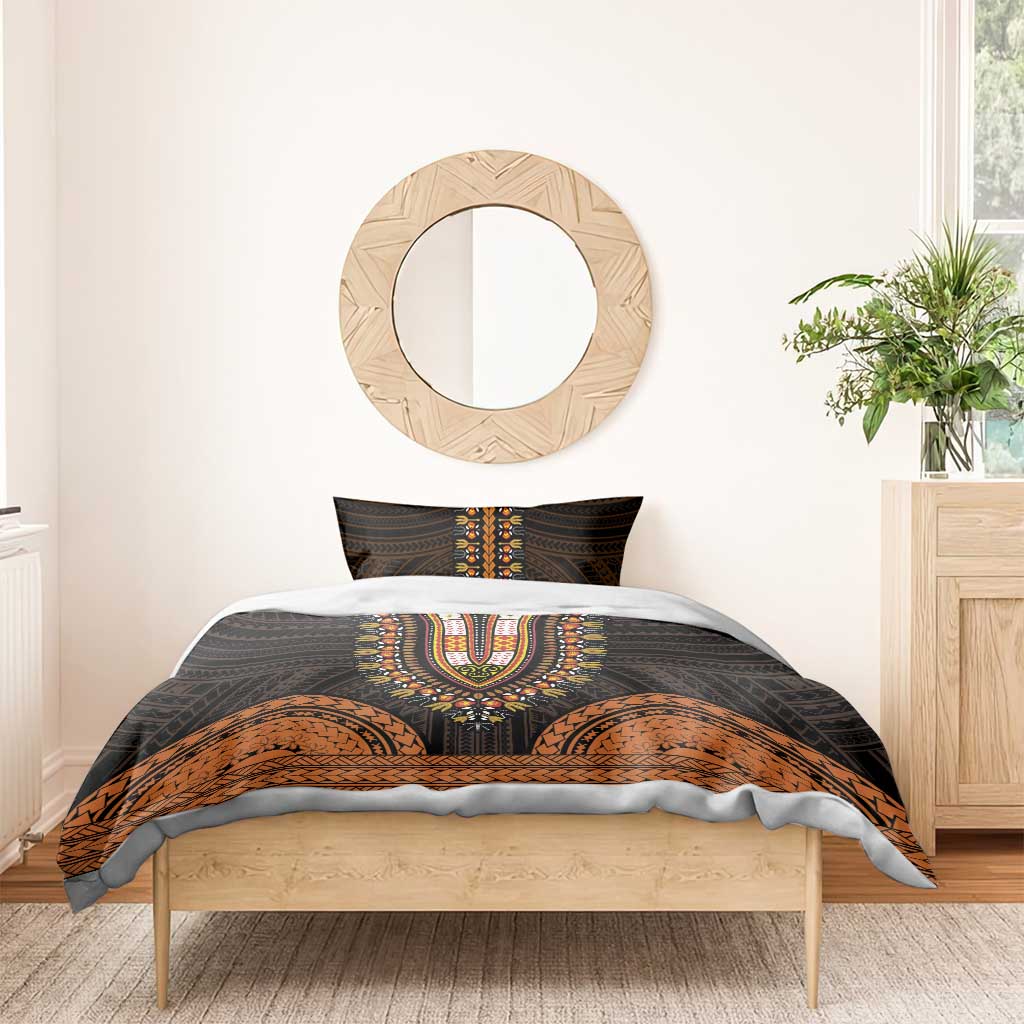 African Dashiki and Polynesian Pattern Bedding Set Gold