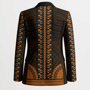 African Dashiki and Polynesian Pattern Blazer Gold