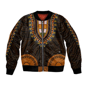 African Dashiki and Polynesian Pattern Bomber Jacket Gold