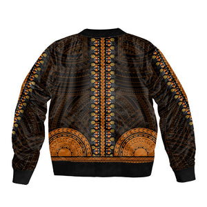 African Dashiki and Polynesian Pattern Bomber Jacket Gold