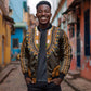 African Dashiki and Polynesian Pattern Bomber Jacket Gold