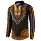 African Dashiki and Polynesian Pattern Button Sweatshirt Gold