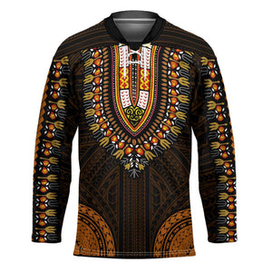 African Dashiki and Polynesian Pattern Hockey Jersey Gold