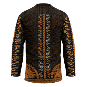 African Dashiki and Polynesian Pattern Hockey Jersey Gold