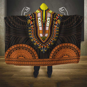 African Dashiki and Polynesian Pattern Hooded Blanket Gold