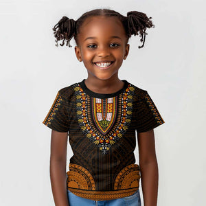 African Dashiki and Polynesian Pattern Kid T shirt Gold