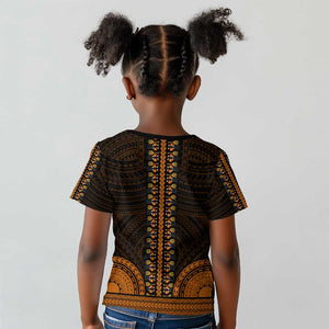 African Dashiki and Polynesian Pattern Kid T shirt Gold