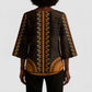 African Dashiki and Polynesian Pattern Kimono Sleeve Blouse Gold