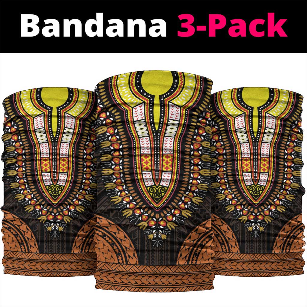 African Dashiki and Polynesian Pattern Neck Gaiter Gold LT9