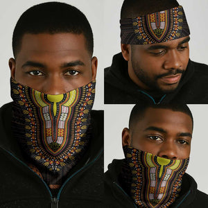 African Dashiki and Polynesian Pattern Neck Gaiter Gold LT9