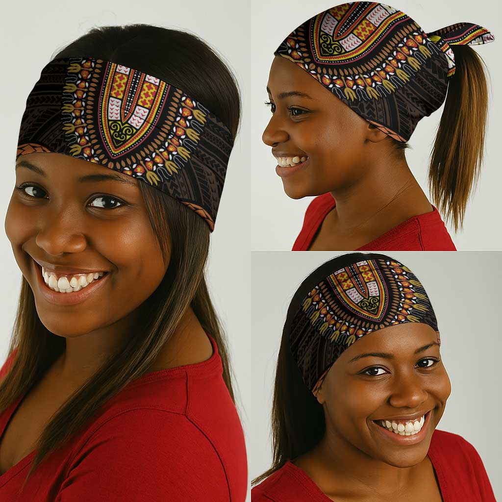 African Dashiki and Polynesian Pattern Neck Gaiter Gold LT9