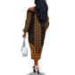 African Dashiki and Polynesian Pattern Off The Shoulder Long Sleeve Dress Gold