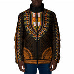 African Dashiki and Polynesian Pattern Padded Jacket Gold