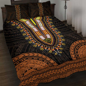 African Dashiki and Polynesian Pattern Quilt Bed Set Gold