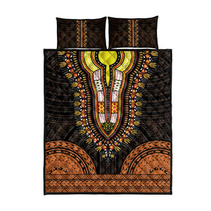 African Dashiki and Polynesian Pattern Quilt Bed Set Gold