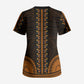 African Dashiki and Polynesian Pattern Scrub Top Gold
