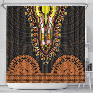 African Dashiki and Polynesian Pattern Shower Curtain Gold