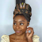 African Dashiki and Polynesian Pattern Simple Headwrap Gold