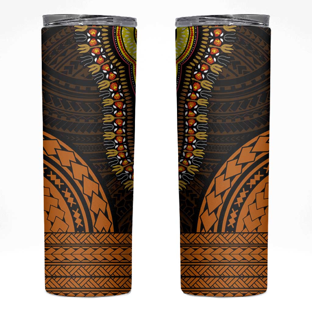 African Dashiki and Polynesian Pattern Skinny Tumbler Gold