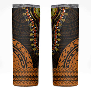 African Dashiki and Polynesian Pattern Skinny Tumbler Gold
