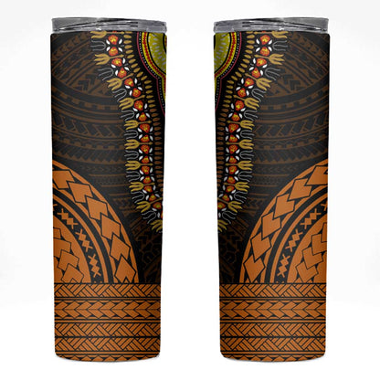 African Dashiki and Polynesian Pattern Skinny Tumbler Gold