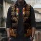 African Dashiki and Polynesian Pattern Sleeveless Puffer Jacket Gold