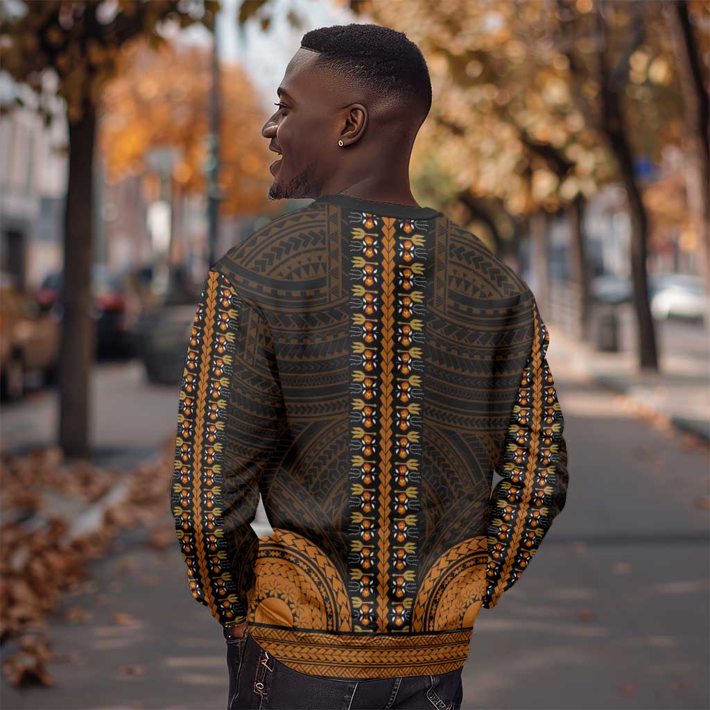 African Dashiki and Polynesian Pattern Sweatshirt Gold