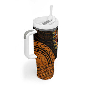 African Dashiki and Polynesian Pattern Tumbler With Handle Gold