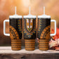 African Dashiki and Polynesian Pattern Tumbler With Handle Gold