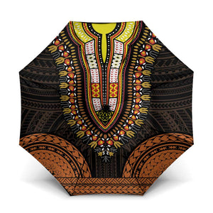 African Dashiki and Polynesian Pattern Umbrella Gold
